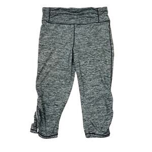 Tangerine Heathered Ankle Zip Black/Gray Capri Leggings